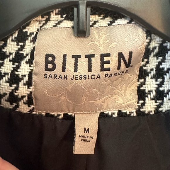 Bitten Sarah Jessica Parker Women Houndstooth wool Blend Black Y2K Size Medium - Picture 2 of 9